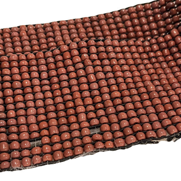 Vintage 90s Y2K Brown Beaded Elastic Belt with Wooden Clasp - Picture 5 of 5